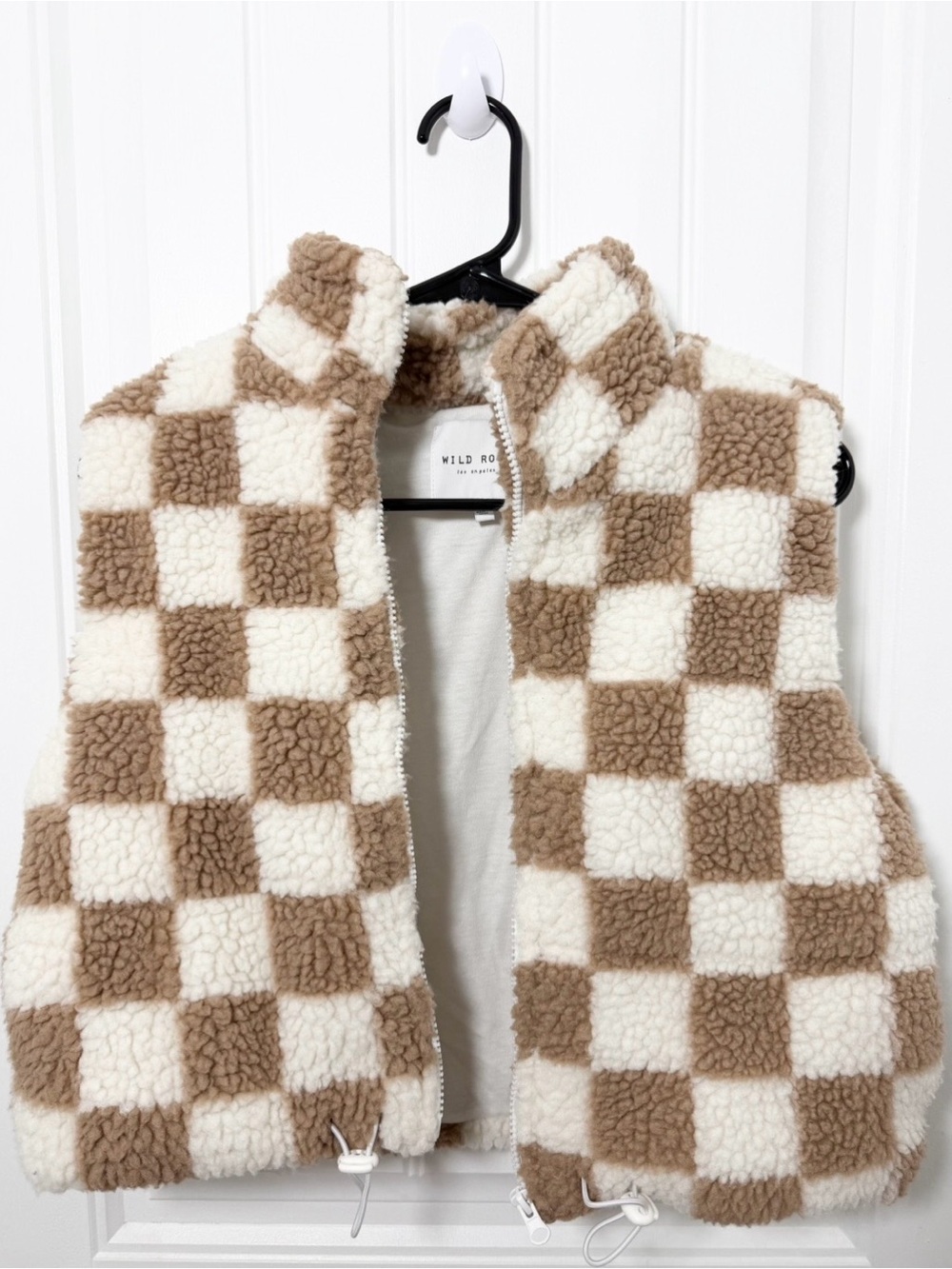 Wild Rose Checkerboard Sherpa Vest